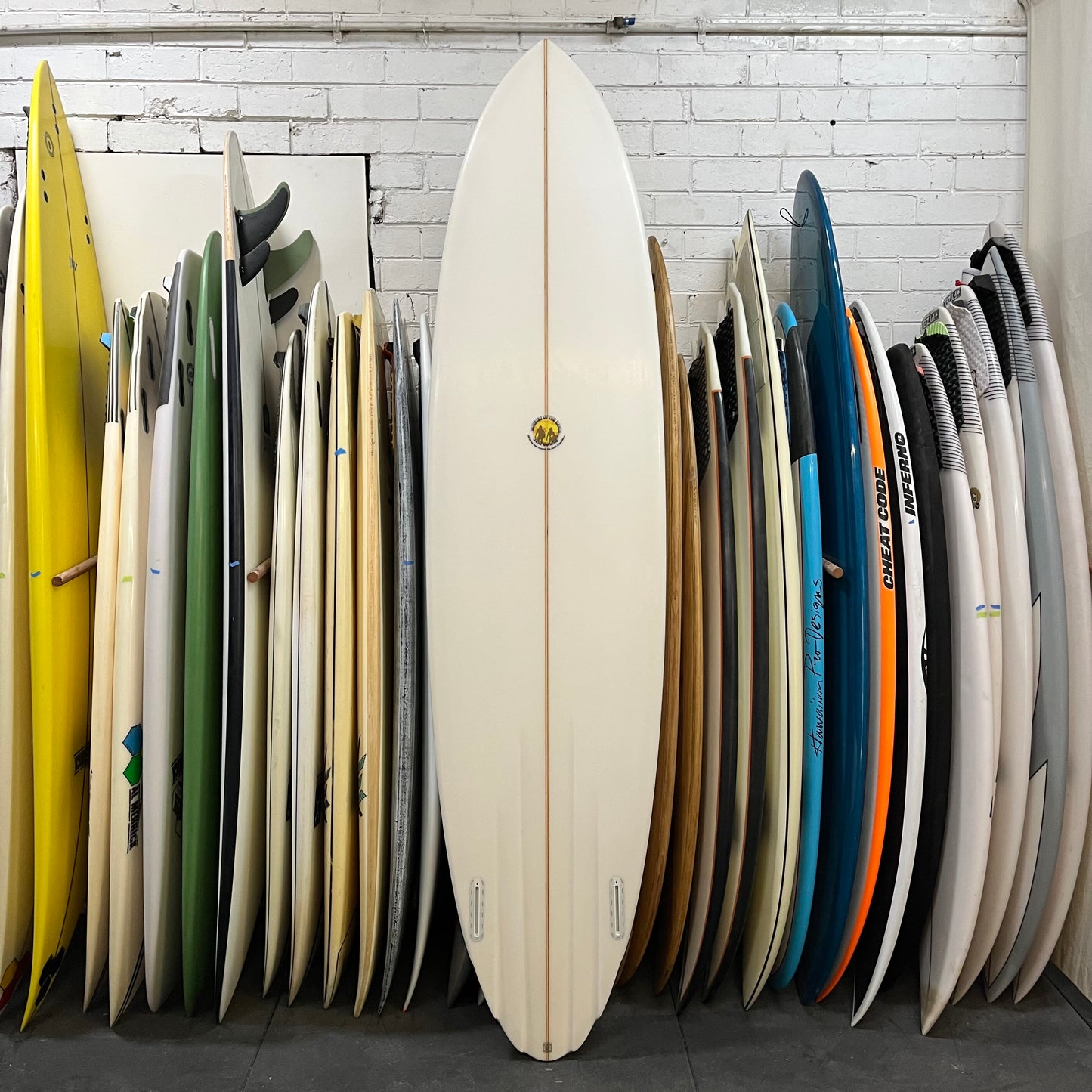 Morning of the Earth Massive 7'10" secondhand surfboard bottom view