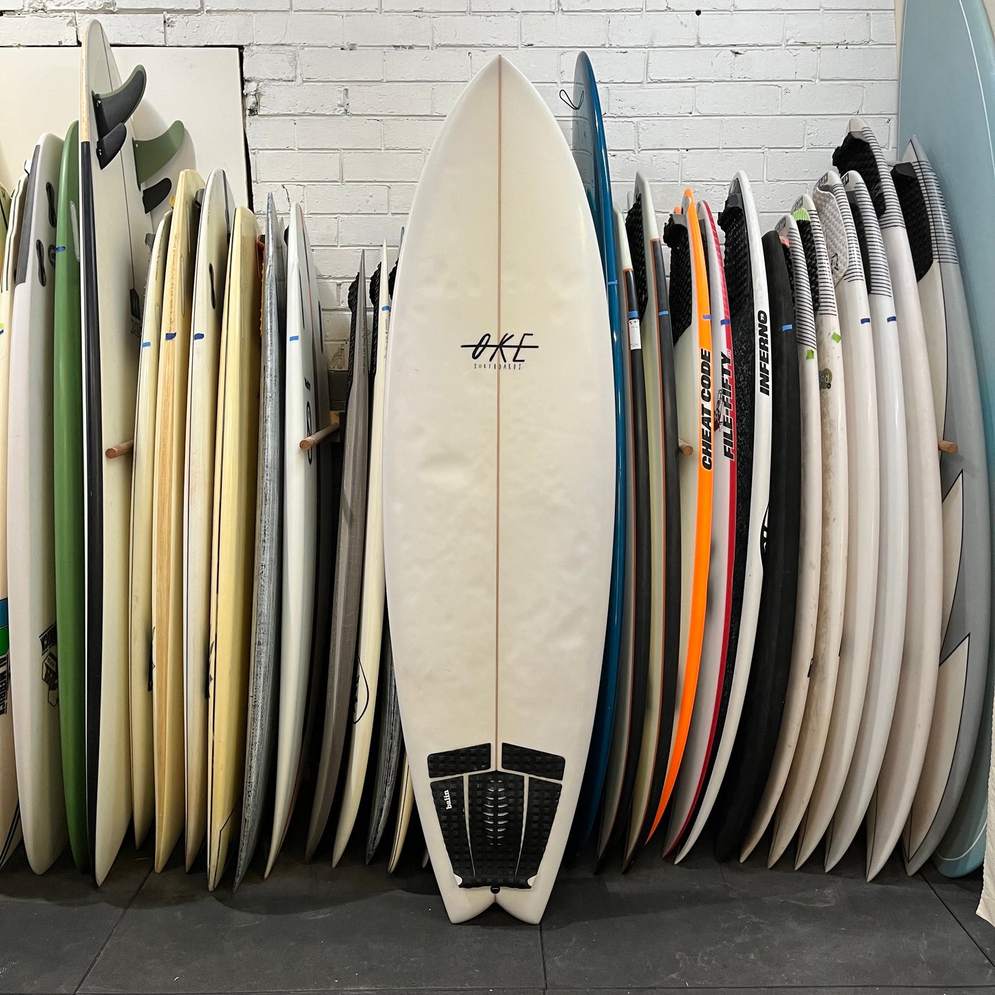 Oke Surfboards Fish 6'6" secondhand surfboard top view