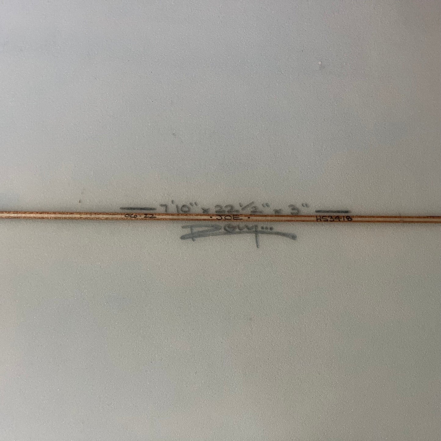 Oke Surfboards mid length 7'10" secondhand surfboard dimensions close-up