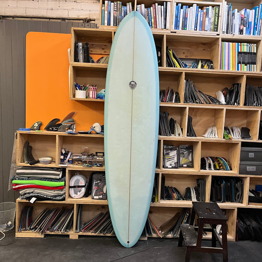 Oke Surfboards mid length 7'10" secondhand surfboard top view
