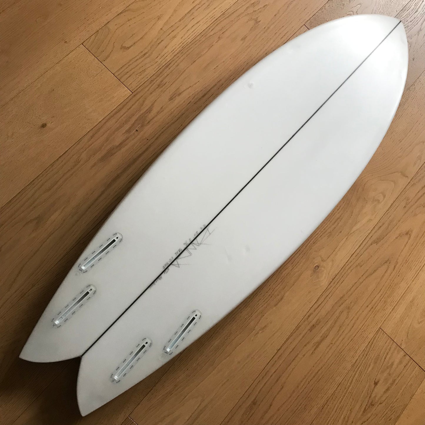 Panda Surfboards Rocket Fish Quad 5'8" secondhand surfboard bottom view