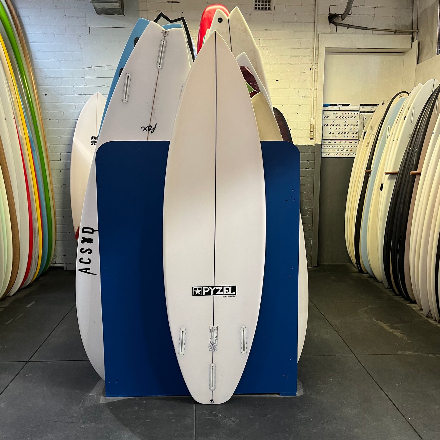 Pyzel 74 6'1" secondhand surfboard bottom view