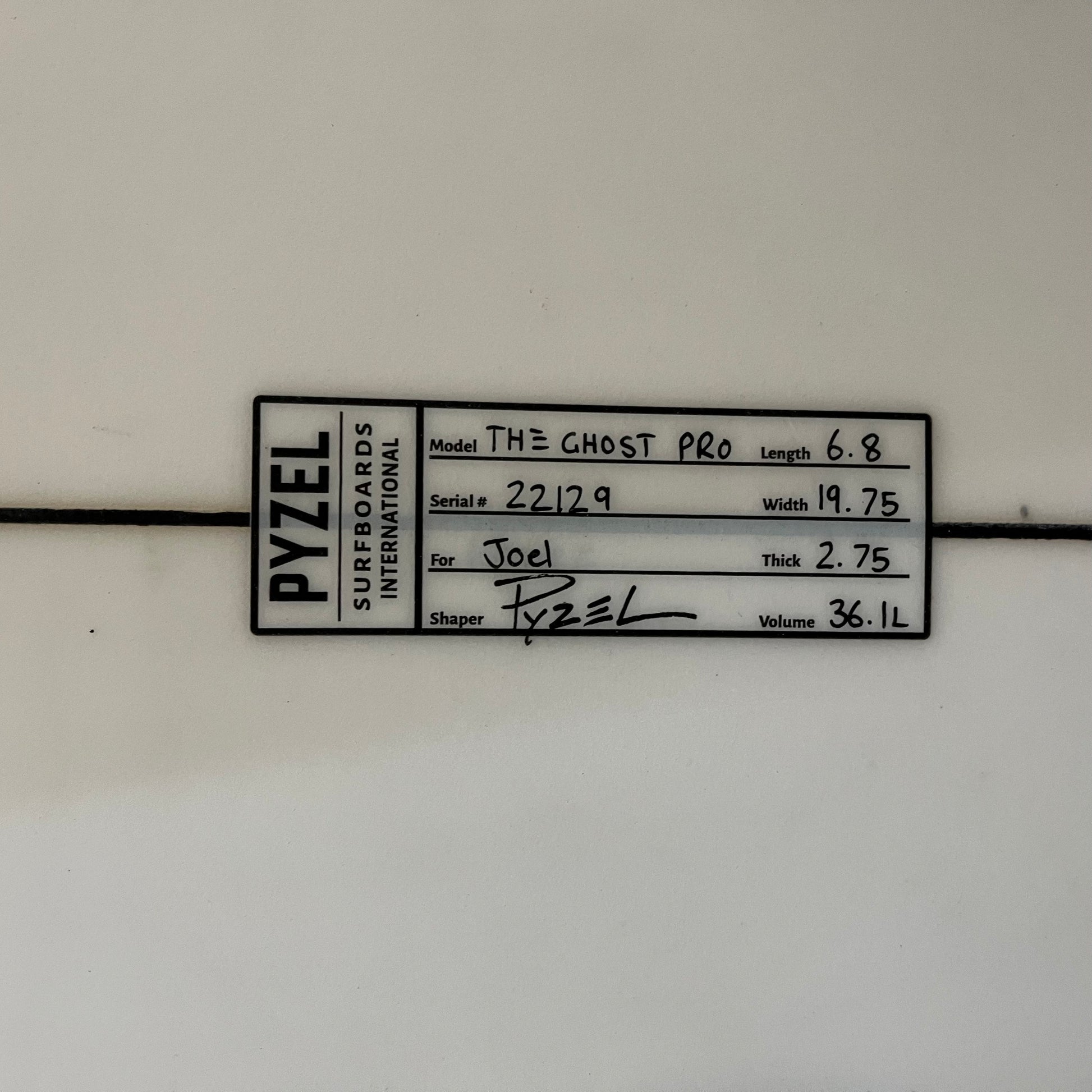 Pyzel Ghost Pro 6'8" secondhand surfboard dimensions close-up