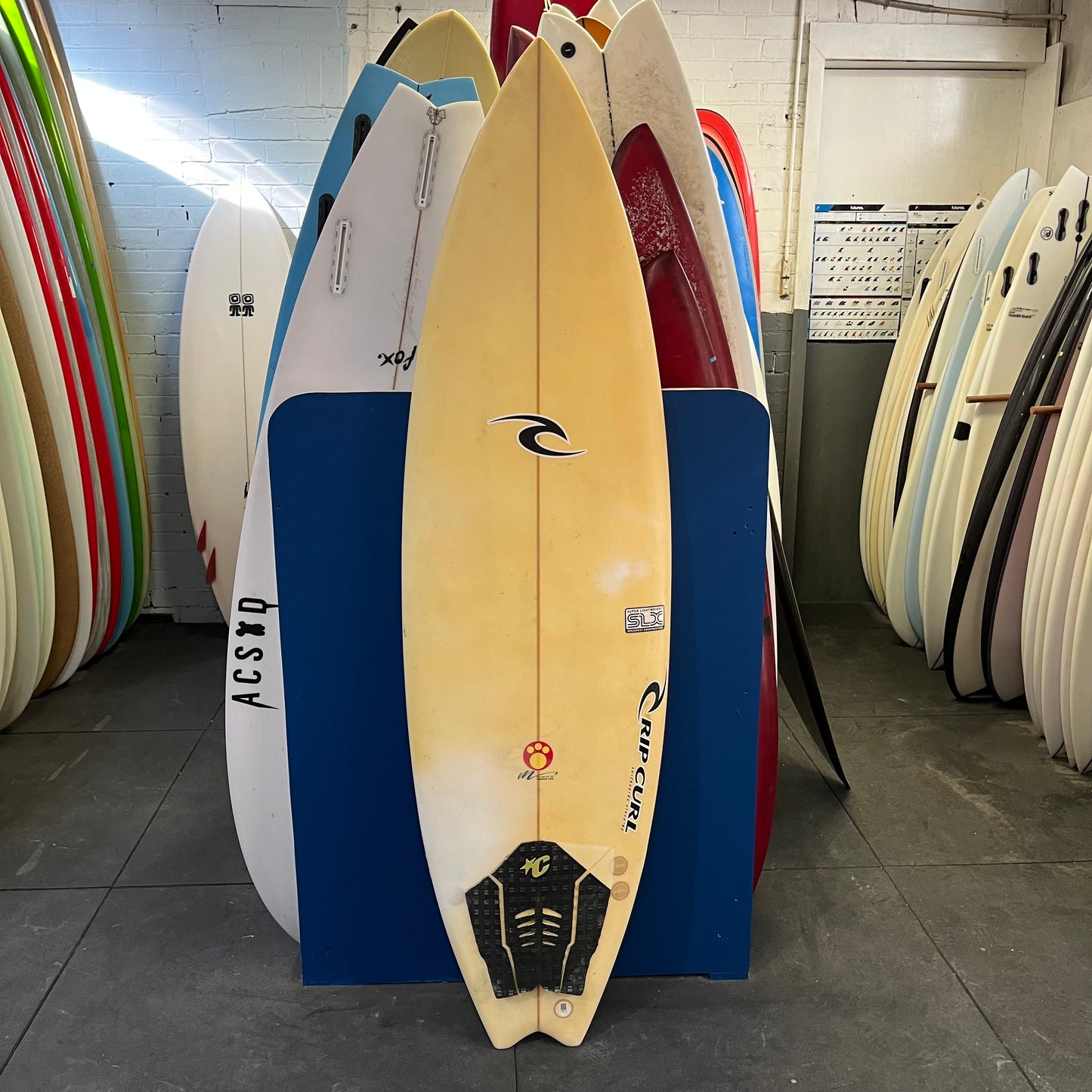 Rip Curl Maurice Cole thruster 6'5" secondhand surfboard top view
