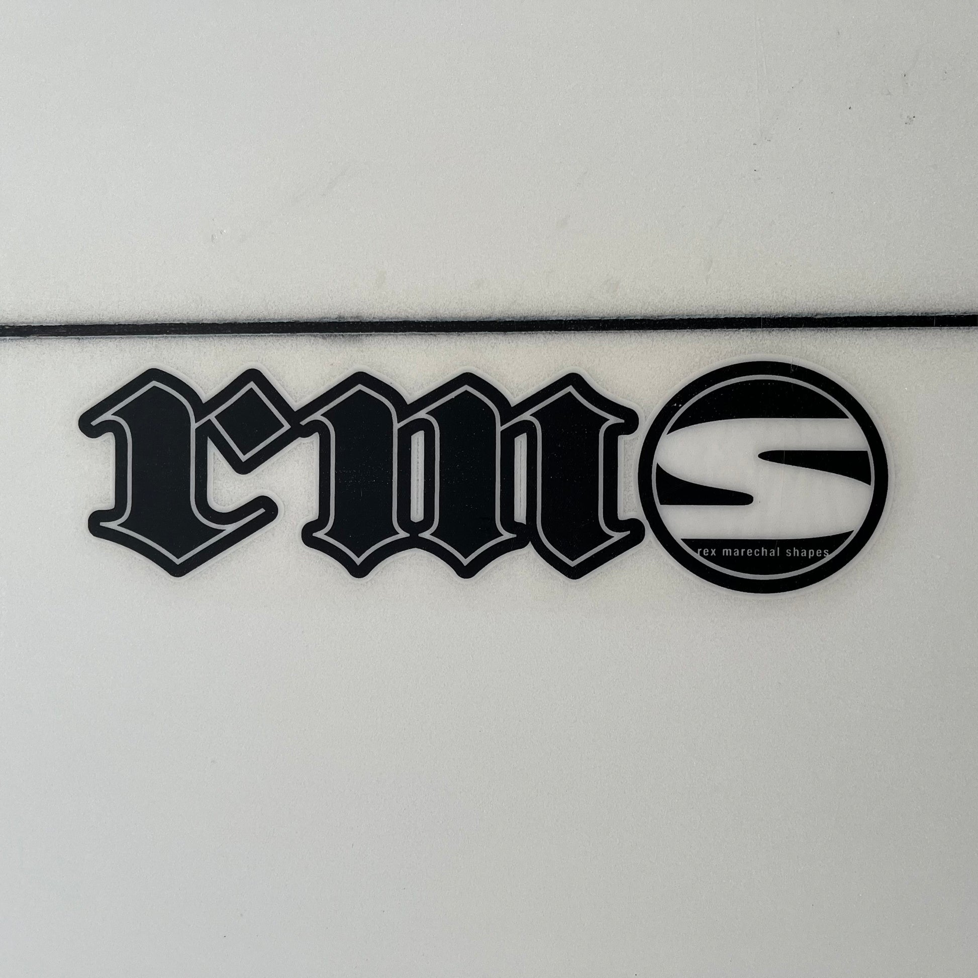 Rms Fat Fryer 5'9" secondhand surfboard brand logo close-up