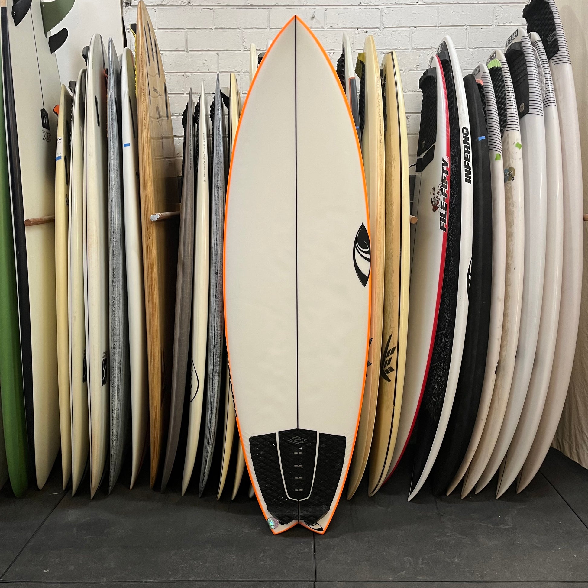 Sharpeye Cheat Code 5'10" secondhand surfboard top view