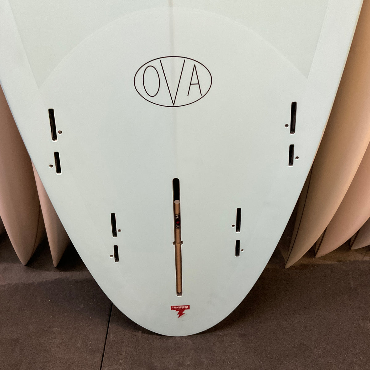 Skindog Surfboards The Ova 8’0” secondhand surfboards fin box close-up
