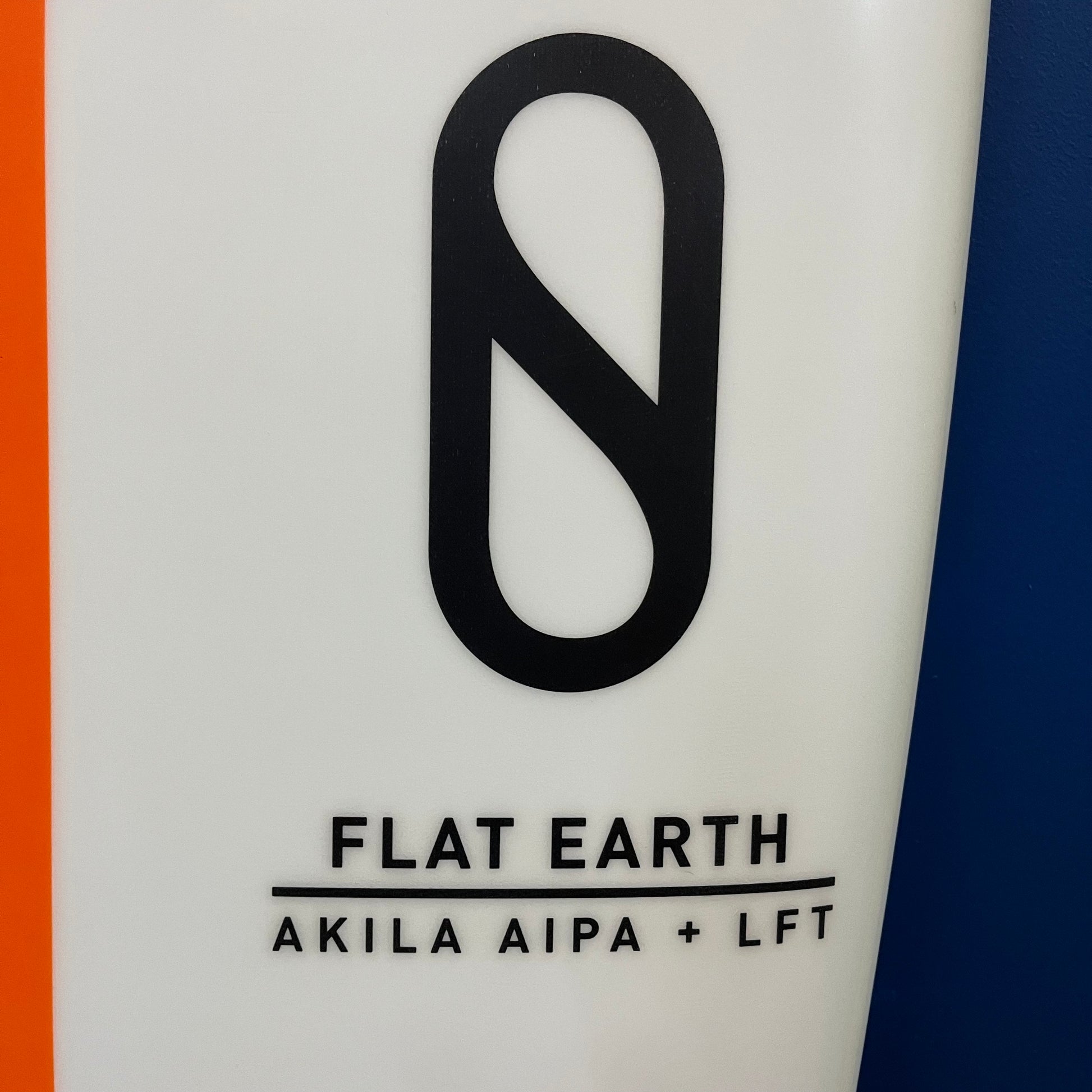 Slater Designs Flat Earth 5'10" secondhand surfboard model logo close-up