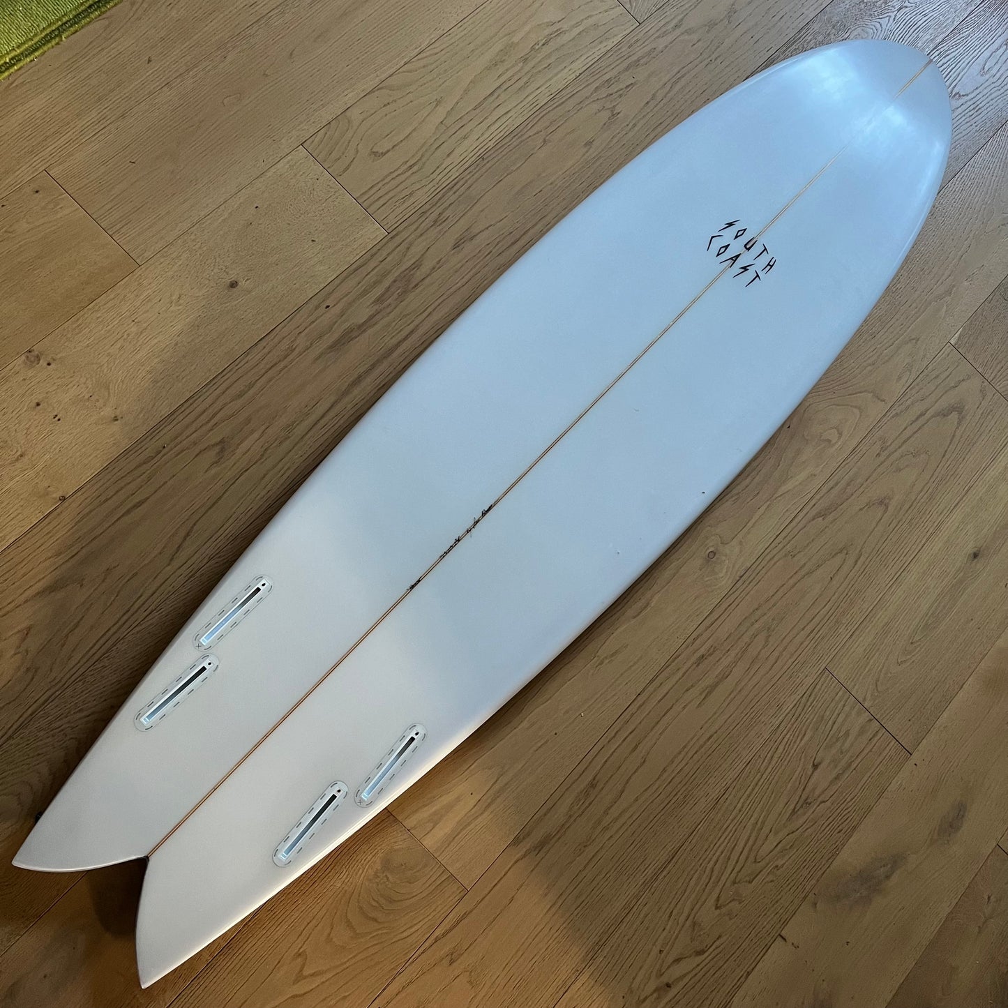South Coast Twinzer 7'6" secondhand surfboard bottom view
