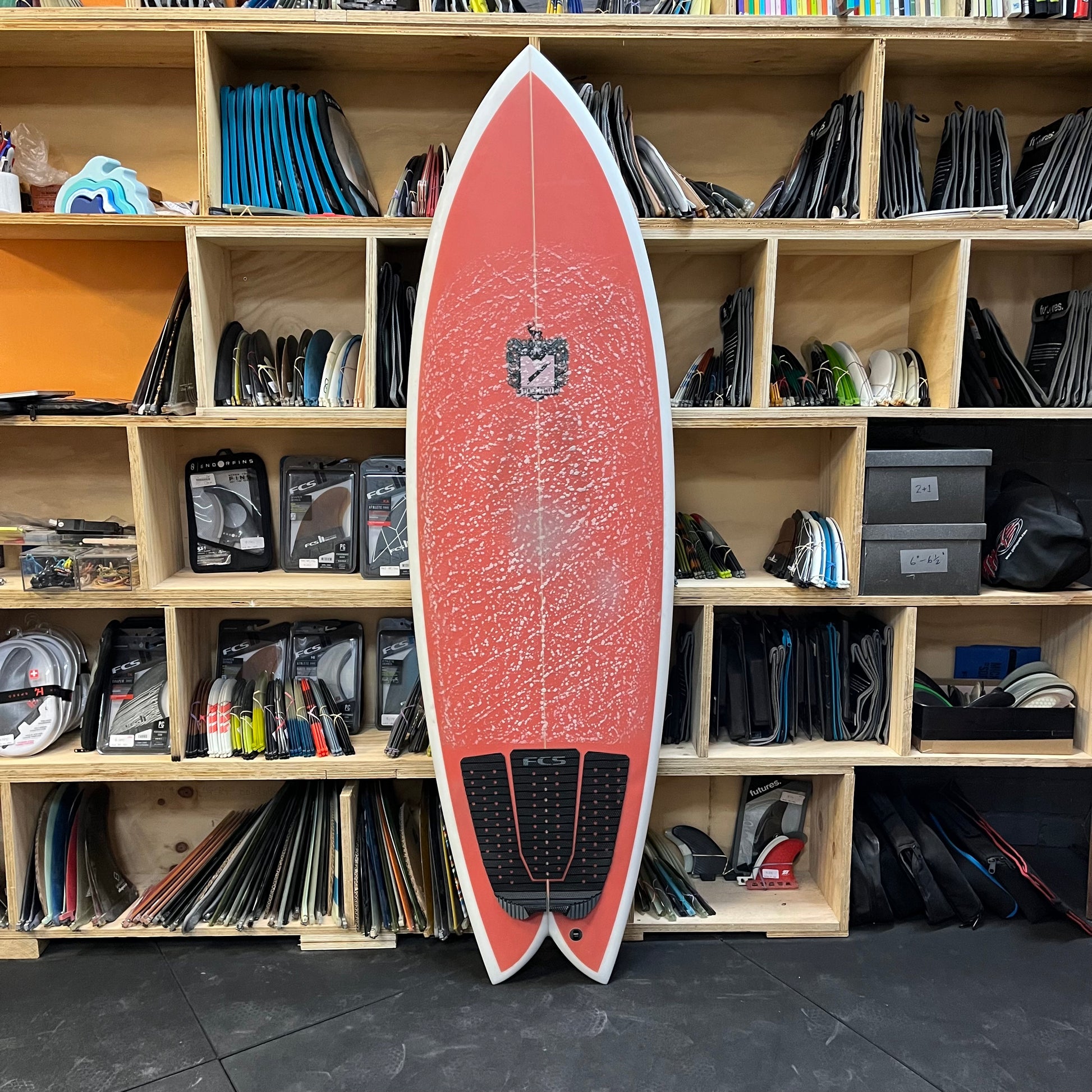 Stacey Times Two 5'10" secondhand surfboard top view