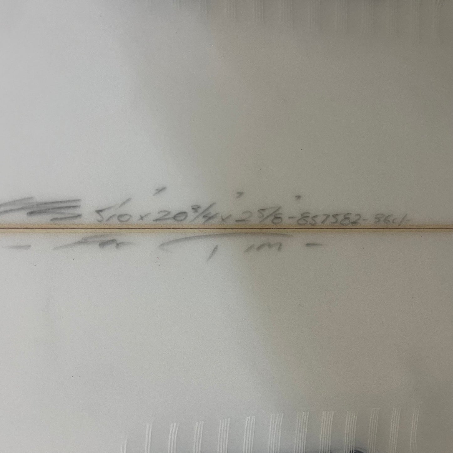 Stacey Times Two 5'10" secondhand surfboard dimensions close-up