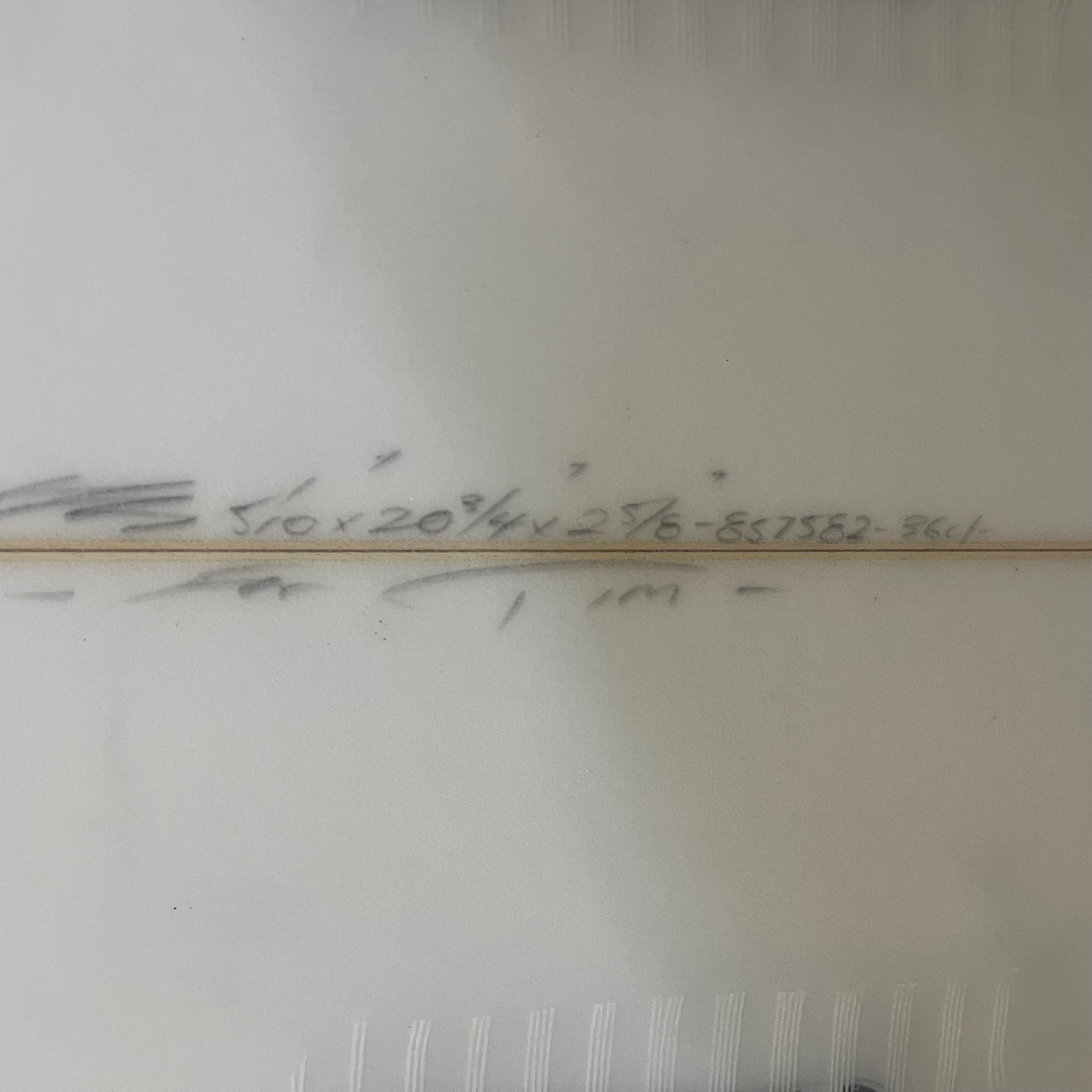 Stacey Times Two 5'10" secondhand surfboard dimensions close-up