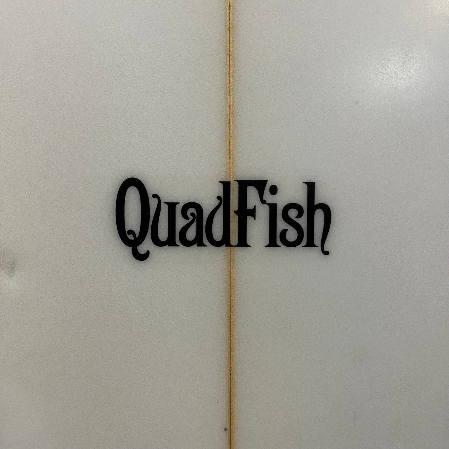 Stretch Quad Fish 5'6" secondhand surfboard model logo close-up