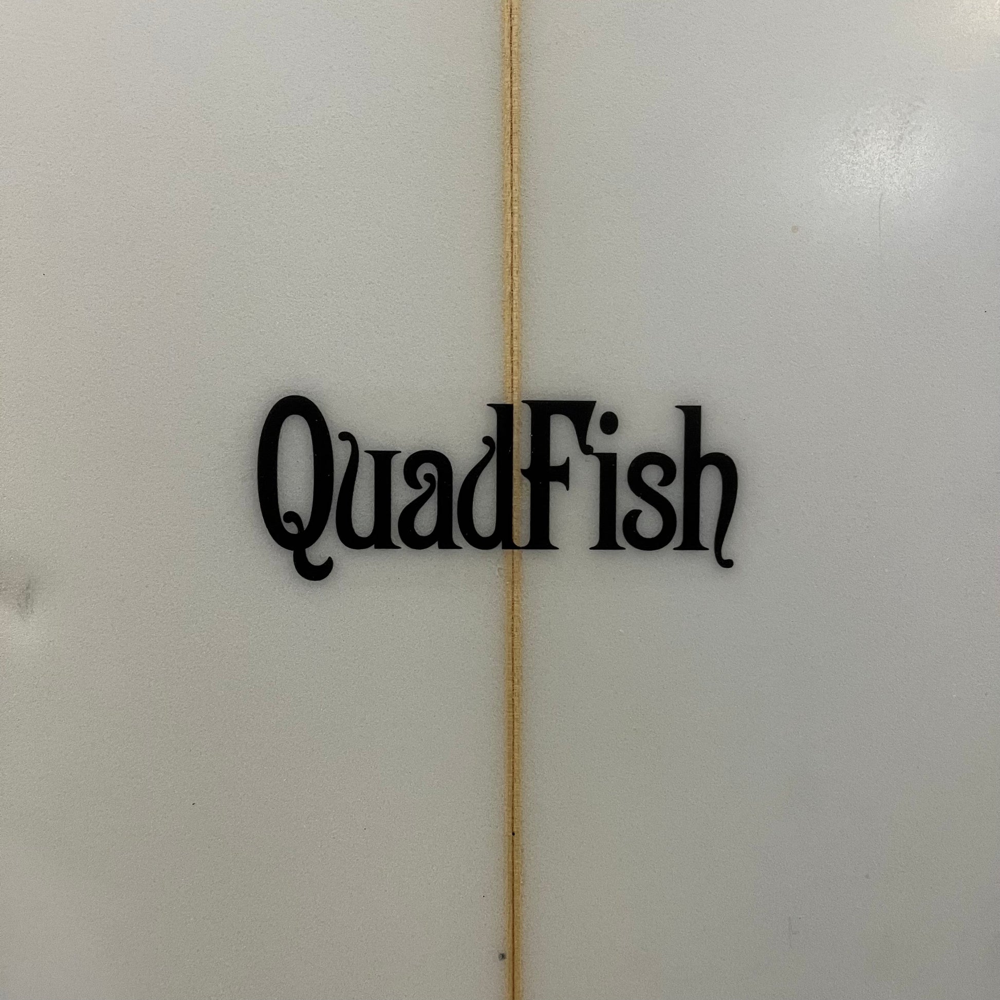 Stretch Quad Fish 5'6" secondhand surfboard model logo close-up