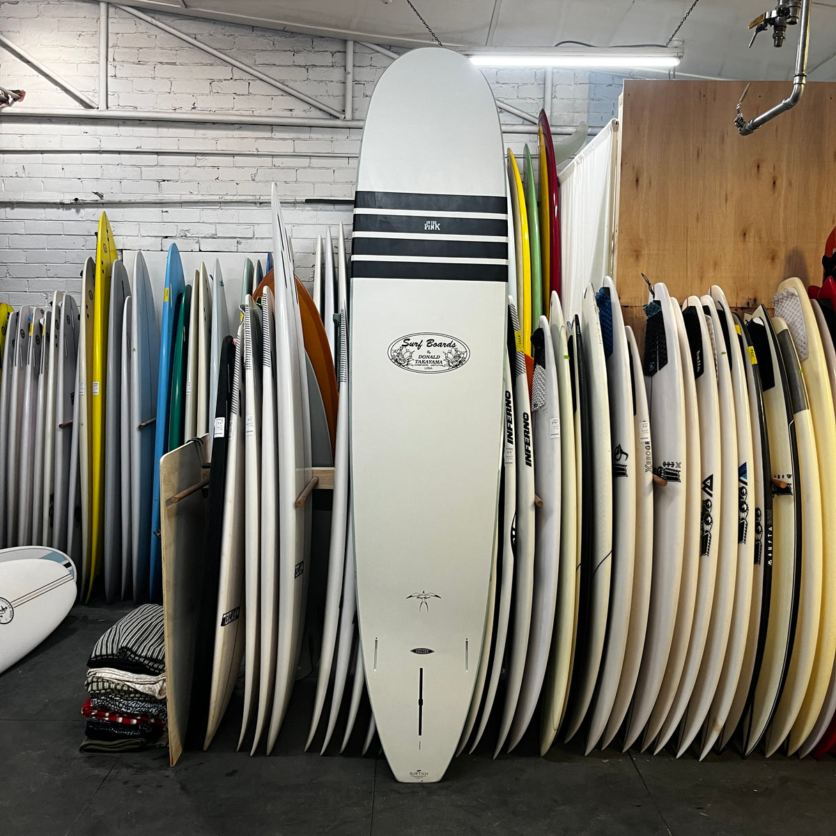 Takayama In The Pink softtop 9'0" secondhand surfboards bottom view