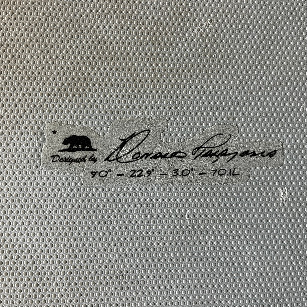 Takayama In The Pink softtop 9'0" secondhand surfboards dimensions close-up