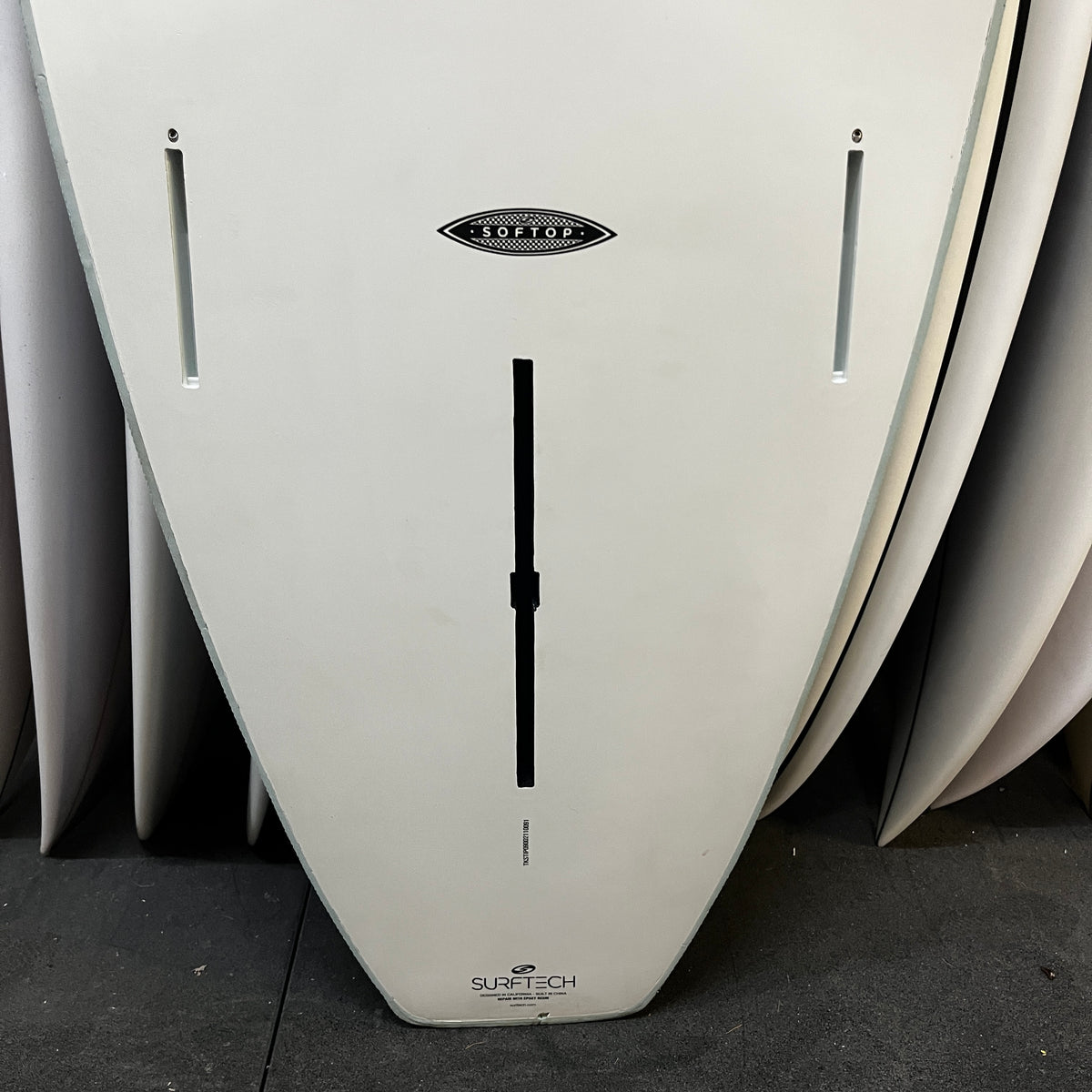 Takayama In The Pink softtop 9'0" secondhand surfboards fin box close-up