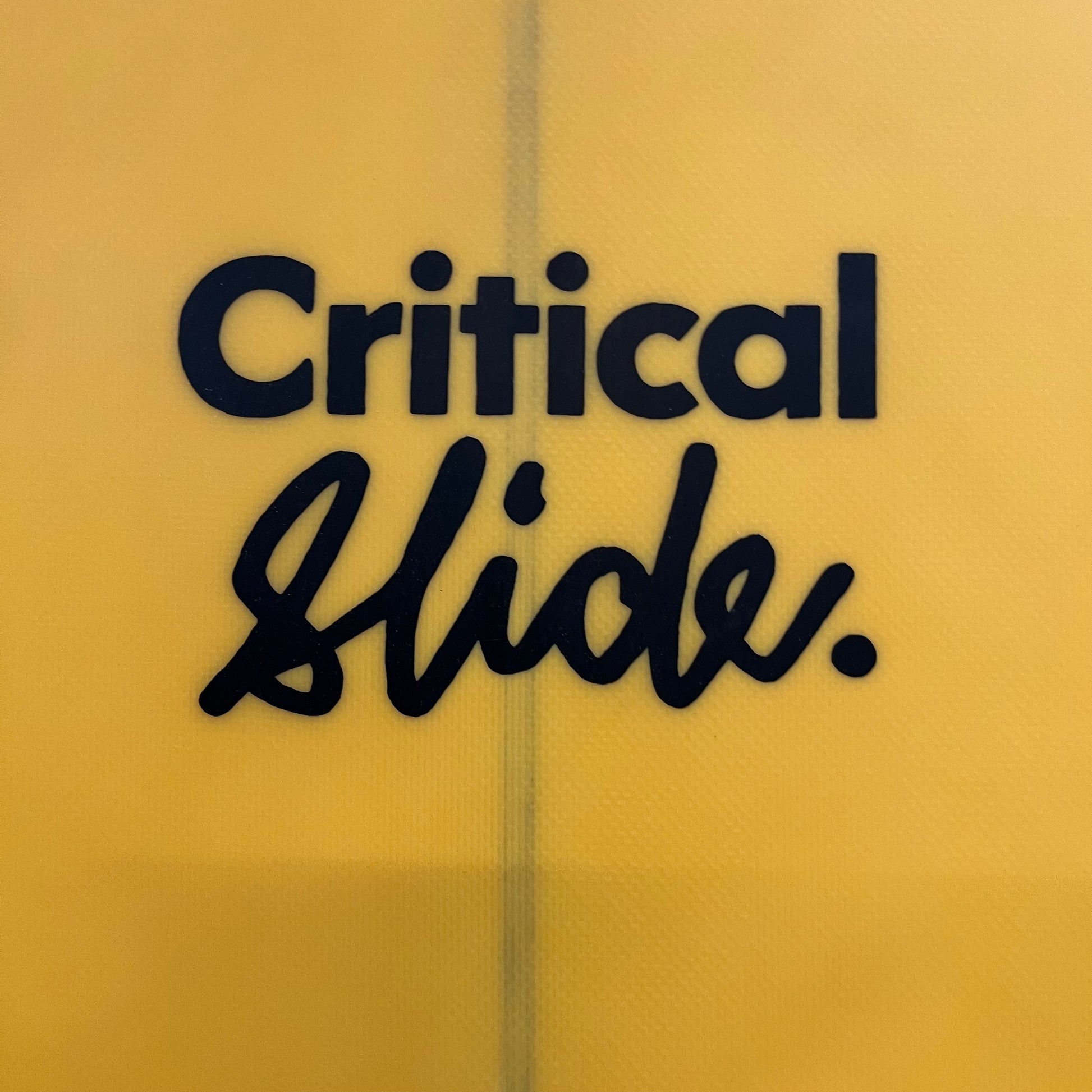 Critical Slide Surfboards Loggerhead 9'2" secondhand surfboard brand logo close-up