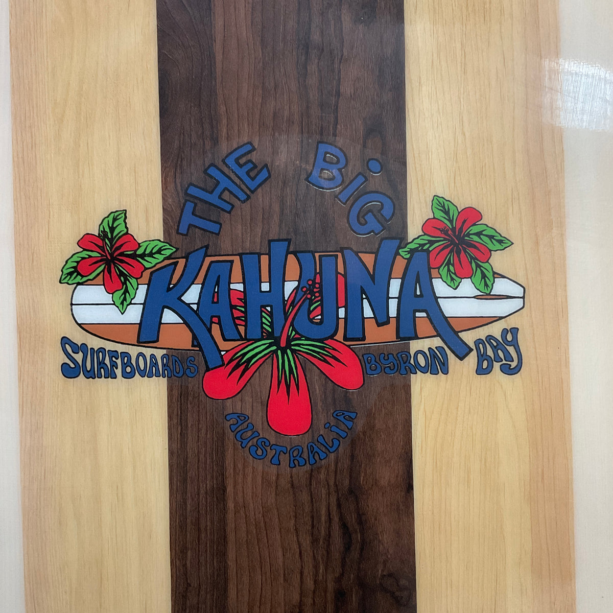The Big Kahuna longboard 9'0" secondhand surfboards model logo close-up