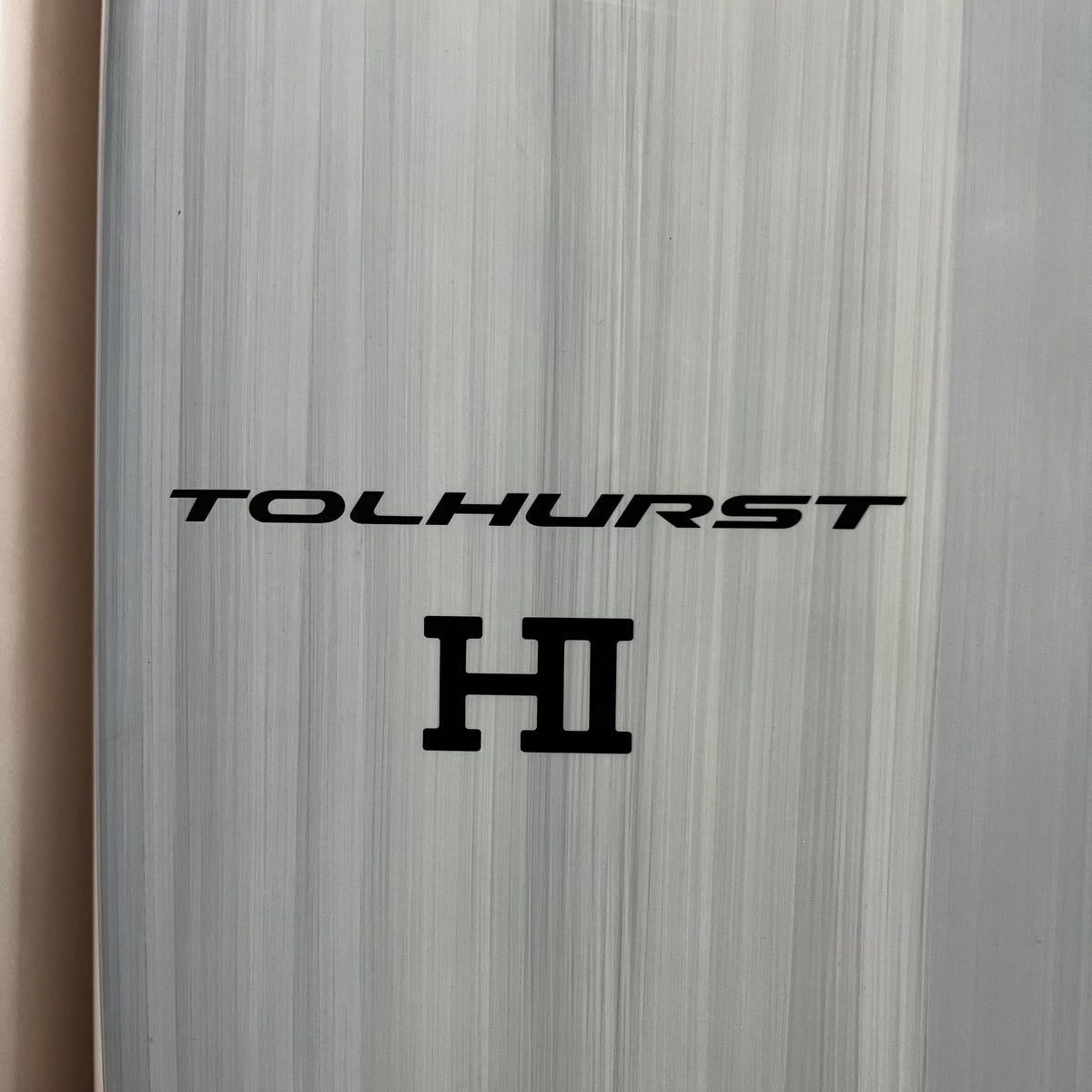 Tolhurst Harley Ingleby HI Mid 6 Mini 6'8" secondhand surfboard brand logo and model name close-up