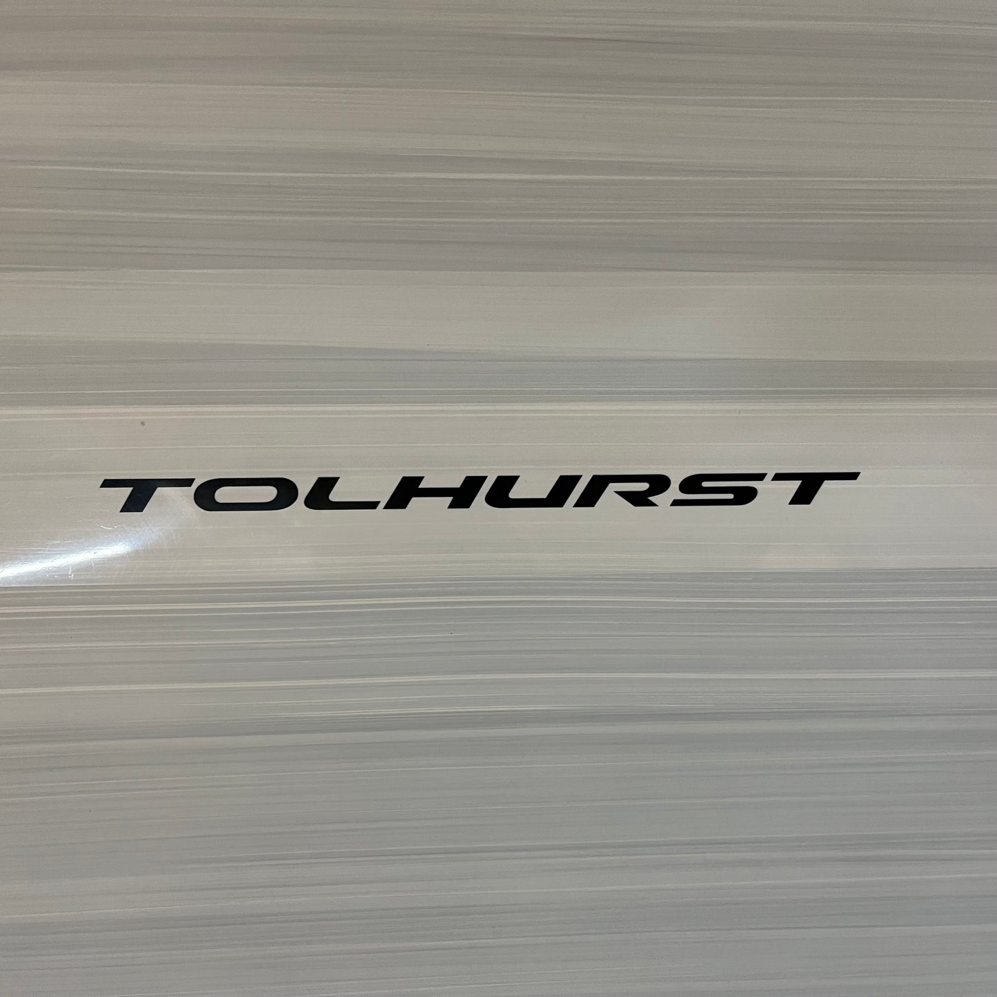 Tolhurst HI Mid 6 6'8" secondhand surfboard brand logo close-up