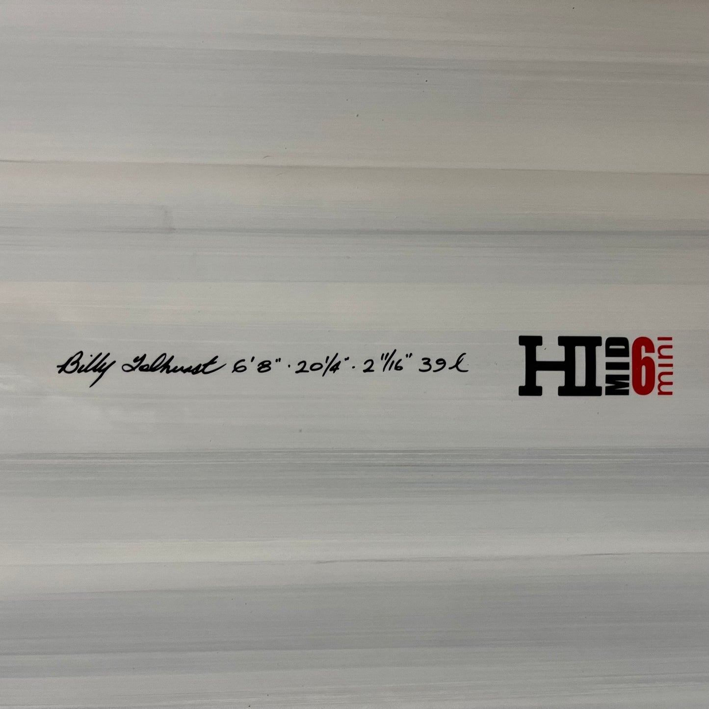 Tolhurst HI Mid 6 6'8" secondhand surfboard dimensions close-up