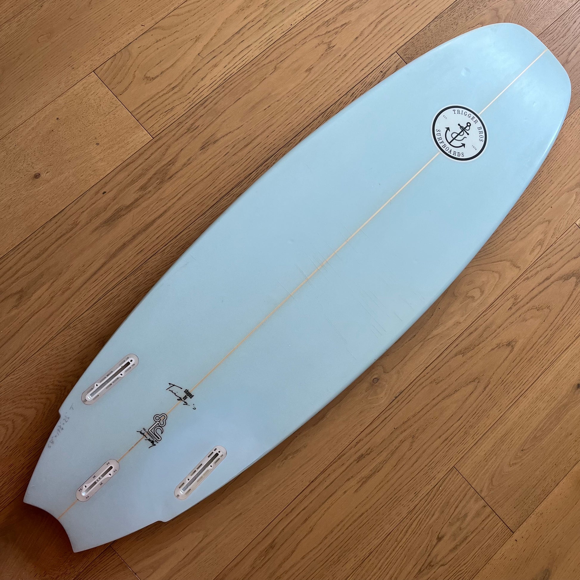 Trigger Bros The Nuke 5'8" secondhand surfboard bottom view