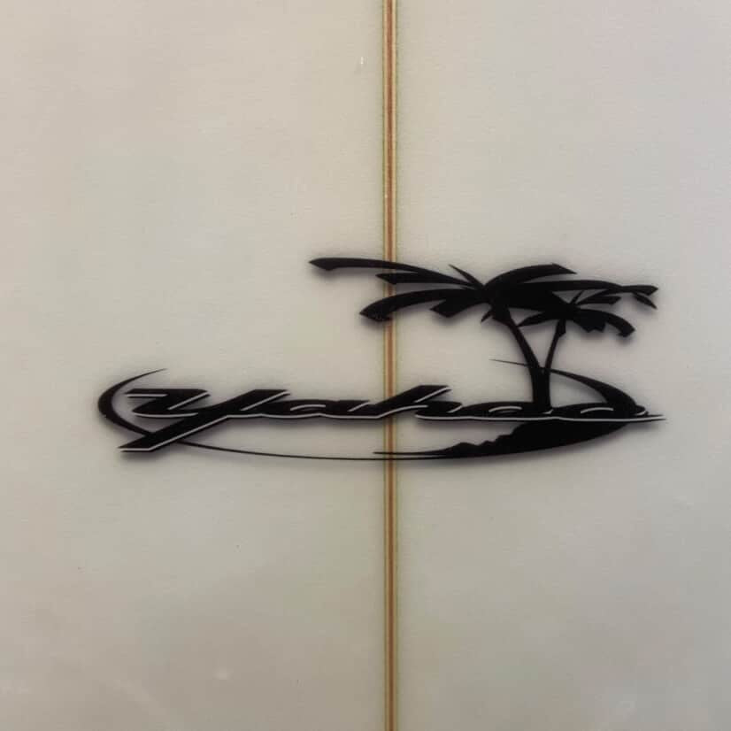 Yahoo Kelvinator 6'0" secondhand surfboards brand logo close-up